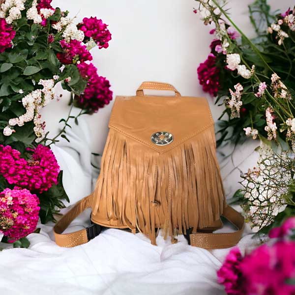 Fringe Back Pack with Conch Shell -(SL608)-lifestyle