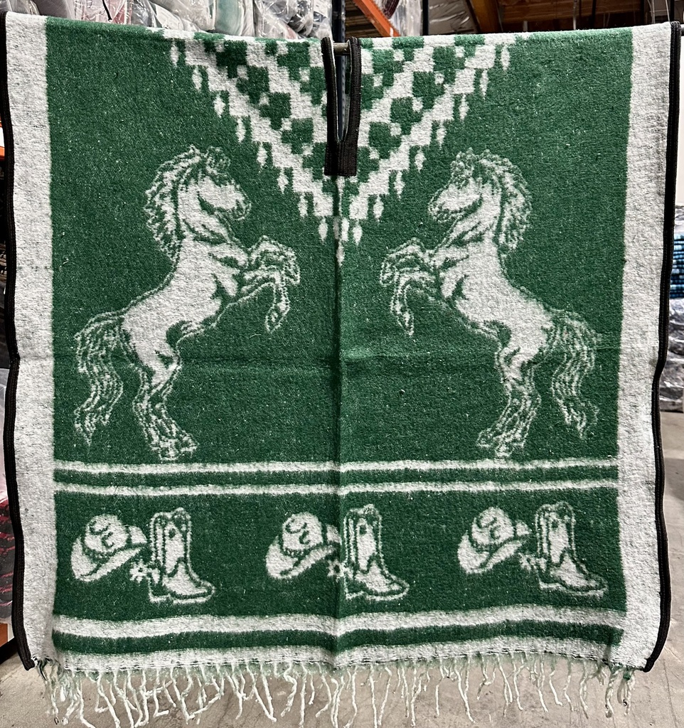 Brushed Horse Design Poncho - (SM609)