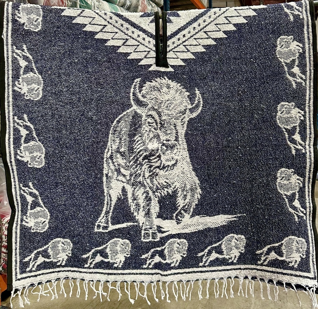 Hand Woven Look Buffalo Poncho-(SM773)