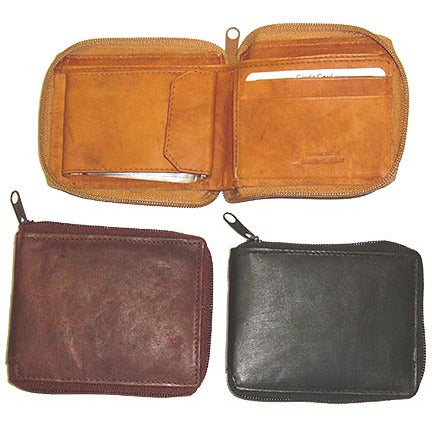 Indian Leather Zip Bifold Wallet (BF3)
