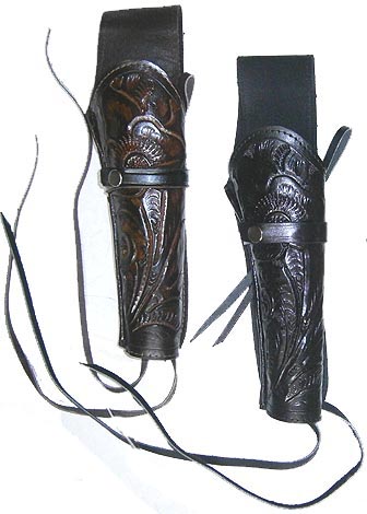 Right Tooled Leather Pistol Holster - (SL309)