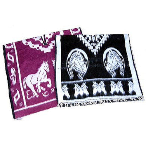 Brushed Horse Design Poncho - (SM609)