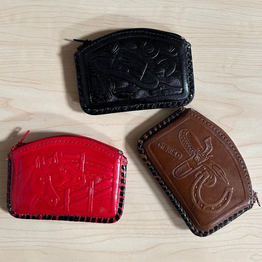 Tooled Leather Coin Purse - Rectangle - (SL331)