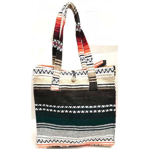 [BG1003-A] Button Top Mexican Blanket Bag - (SW969)